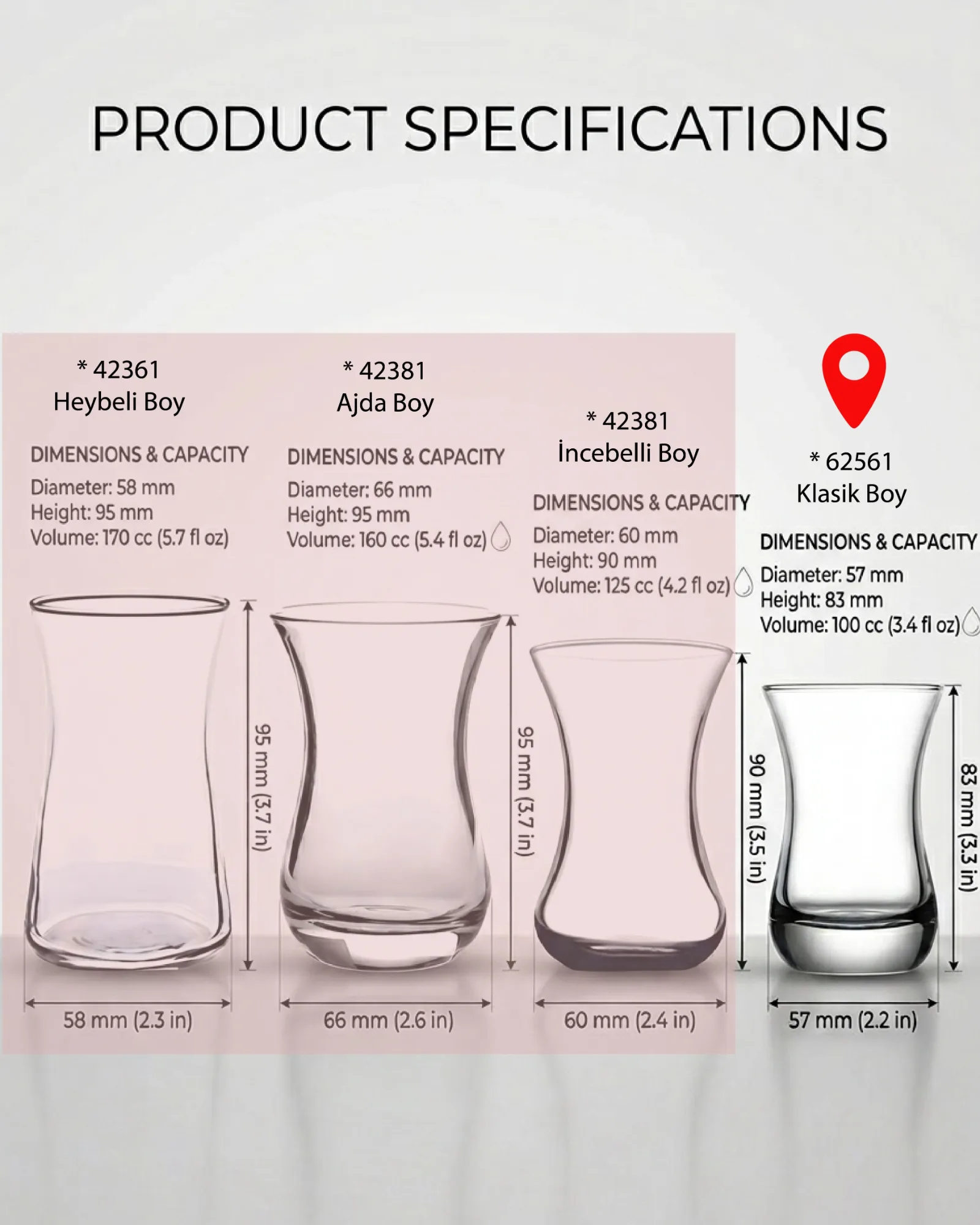 62561 Klasik Boy Çay Bardağı 100 cc /  Göz Dekor 3