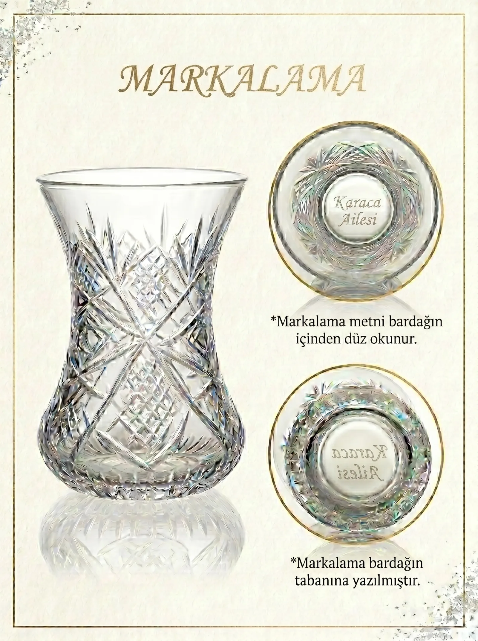 Klasik Boy Çay Bardak 100 cc ve Tabağı 1+1 / Göz Dekor 2